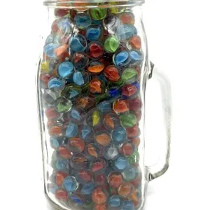 Marbles in Glass Ball Pitcher Jar