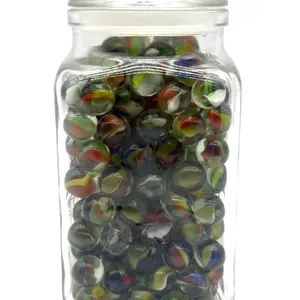 Marbles in Lidded Glass Jar