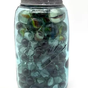 Marbles and Shooter Marbles in Lidded Ball Mason