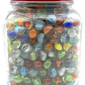 Marbles in Lidded Glass Jar
