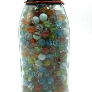 Marbles in Lidded Glass Ball Mason Jar