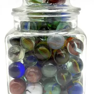 Shooter Marbles in Lidded Glass Jar
