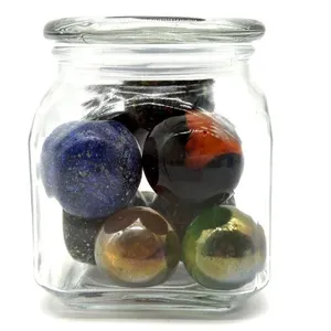 1.5” and Smaller Shooter Marbles in Lidded Glass
