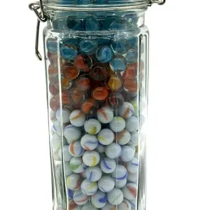 Marbles in Lidded Glass Jar