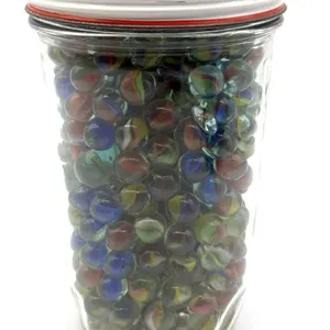 Marbles in Lidded Glass Jar
