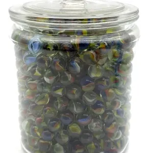 Marbles in Lidded Glass Jar
