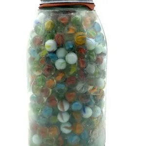 Marbles in Lidded Glass Ball Jar