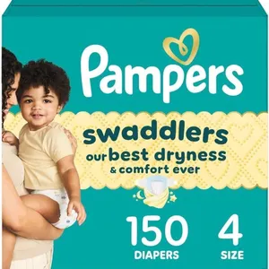 $83 Pampers Swaddlers Diapers, Size 4 (15-34 lbs),