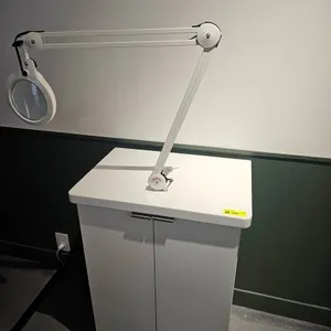 Luxo Adjustable Magnifying Light with Corian Like Top 2 Door Cabinet, 24"x17"x34"