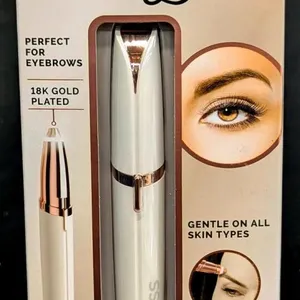NEW Finishing Touch Flawless Brows Eyebrow Hair Remover, 18K Gold Plated, Built-in LED, Battery Included