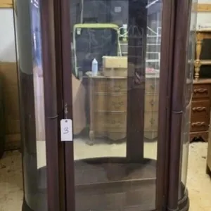Vintage Mahogany Carved Bow Front Curio Cabinet