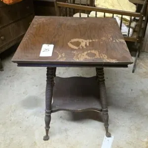 Antique Square Oak Victorian Parlor Side Table w/