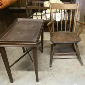 Vintage Rocking Chair & Side Table