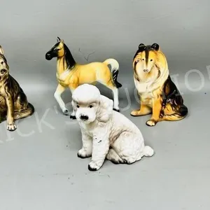 set of 3 ceramic dogs & horse