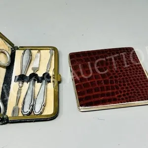 vintage silver manicure set & cigarette case