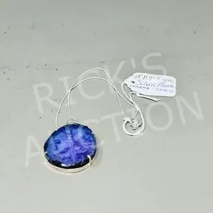 Purple Agate & 925 silver necklace set