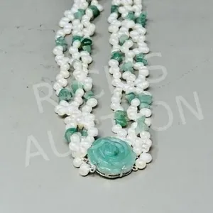 Fresh water pearl & jade necklace