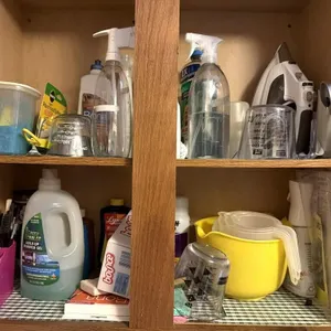 Iron, Cleaning Supplies, and More