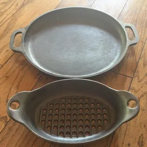 Handled Cast Iron Pan and Cast Iron Grill Pan