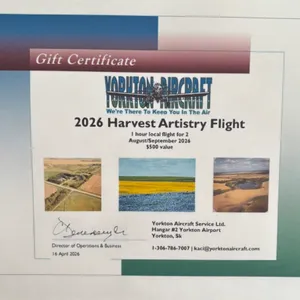 1hr 2026 Harvest Artistry Flight W/ Yorkton Aircraft $500 Value