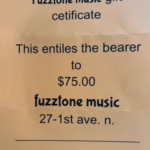Fuzztone Music Gift Certificate For $75.00