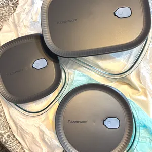 Set Of 3 Glass Baking & Storage Dishes W/ Lids From Tupperware Valued At $140