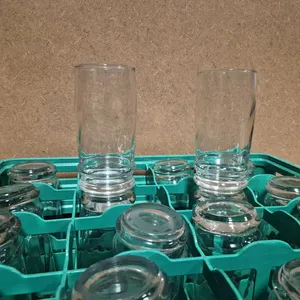 (20) 16oz Water Glasses, (1) 20 Compartment Dishwasher Rack