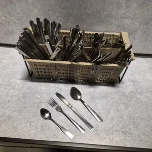 (60) Windsor Style Dinner Knives, (54) Windsor Style Forks, (6) Spoons, (1) Traex 8 Compartment F...