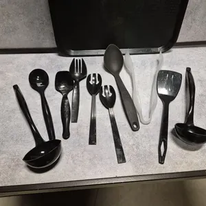 (2) Polycarbonate Ladles, (2) Polycarbonate Salad Forks, (6) Assorted Polycarbonate Utensils
