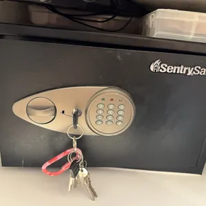 Sentry Safe with combination & keys, 17” wide x 10.5” tall x 14” deep