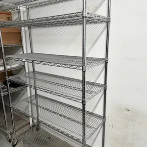 NSF stainless steel shelving unit on wheels, 4ft wide x 6’4” tall x 18” deep