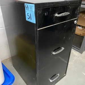 Black Filing Cabinet with key, 27.5” tall x 14” wide x 18” deep