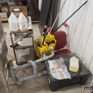 Mop Pail, Cart w/ Contents, Chair & Disposal Bin
 UNRESERVED