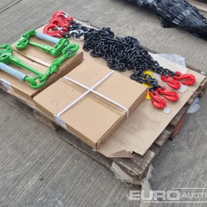 Unused 10mm Grade 80 Load Lashing Kit 4X3M Chains & 4X10mm Folding Handle Loadbinders All Chains Tagged & Certified 