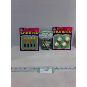 (3) Sealed Baseball Themed Cake Candles & Decorations