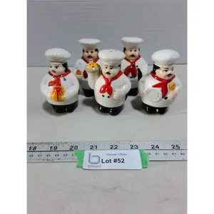(5) Porcelain Chef Salt/Pepper/Oil Dispensers
