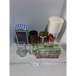 Serviette Dispenser, Corner Gas Mug, Marvin Glass, M&M Tin, Mac's Big Cups, Brass Vase, Misc.