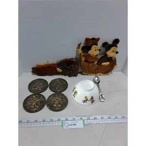 Disney/Winnie-the-Pooh Memorabilia (Brass Coasters, Wood Wall Decor, Bowl/Spoon Combo)
