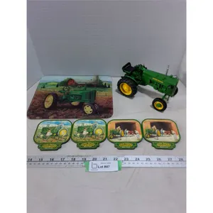 Assorted John Deere Memorabilia (Cheese Board, Coasters, Replica Tractor)