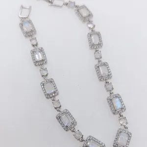 *^8 ct Certified Silver Moonstone gemstone Bracelet - Length 6.5" ($4,110 Appraisal)