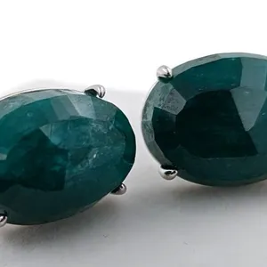 *^7.7 ct Certified Silver Emerald gemstone Earrings ($15,645 Appraisal)