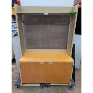 * Wood & Laminate Countertop Shelf Cabinet w/Pegboard - Missing Brackets - 48x21x72" - PICK UP ONLY