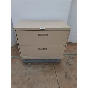 * Metal 2-Drawer Cabinet - Dent in Lower Drawer - 36x18x28" - Cannot Ship