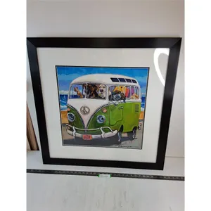 * Art East "Dogs In Volkswagen Hang Loose" Print by Townsen - 31.5" x 31.5" -CANNOT SHIP