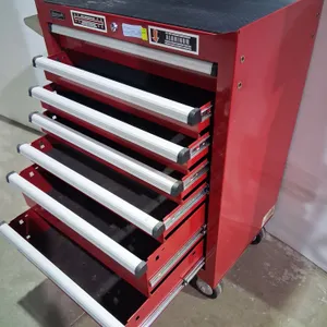 RED HOMAK TOOL CABINET WITH WHEELS