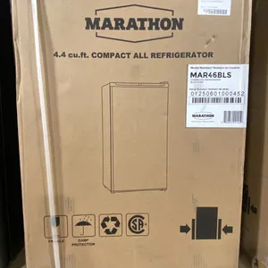 STIRLING MARATHON MODEL MAR46BLS. BLACK STEEL 4.4 CU FT DELUXE COMPACT BAR REFRIGERATOR