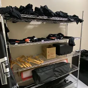5 TIER METAL SHELF UNIT AND CONTENTS