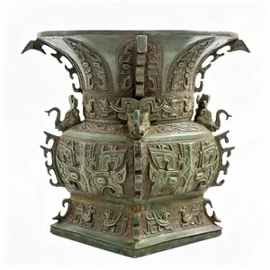 AN ARCHAISTIC BRONZE 'FANGZUN' RITUAL VESSEL
