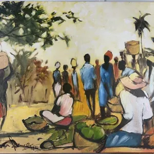 KEN ABENDANA SPENCER - JAMAICAN MARKET SCENE