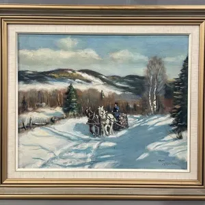 BRUCE MITCHELL 'WINTER SLEIGH RIDE' OIL ON CANVAS